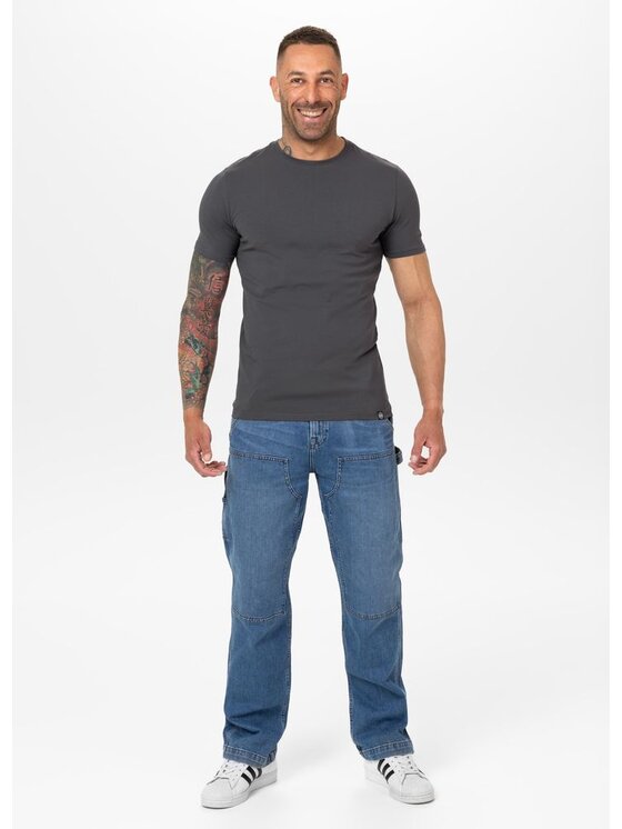 PITBULL PITBULL T-Shirt Koszulka męska Slim Fit MINIMAL L Szary Regular Fit