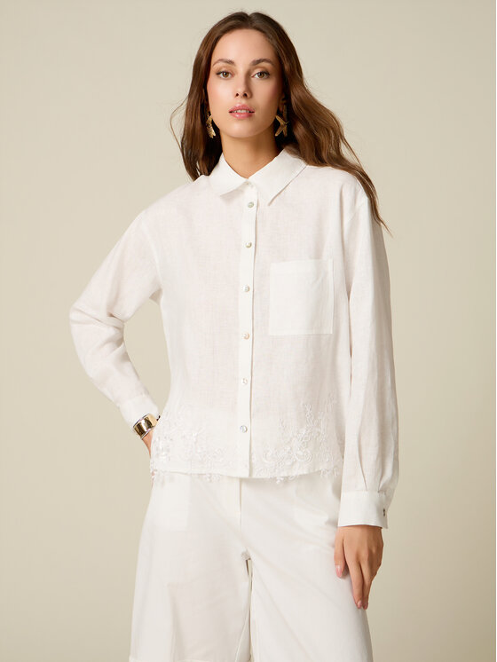 Oltre Oltre Koszula 5041J000865N0S1 Biały Boxy Fit