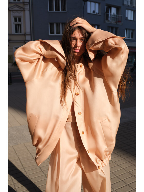 Epuzer Epuzer Kurtka bomber transparent organza Beżowy jasny Loose Fit