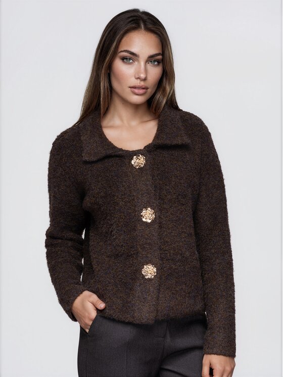 Ombre Ombre Sweter OW-SW-E0066 Brązowy Regular Fit