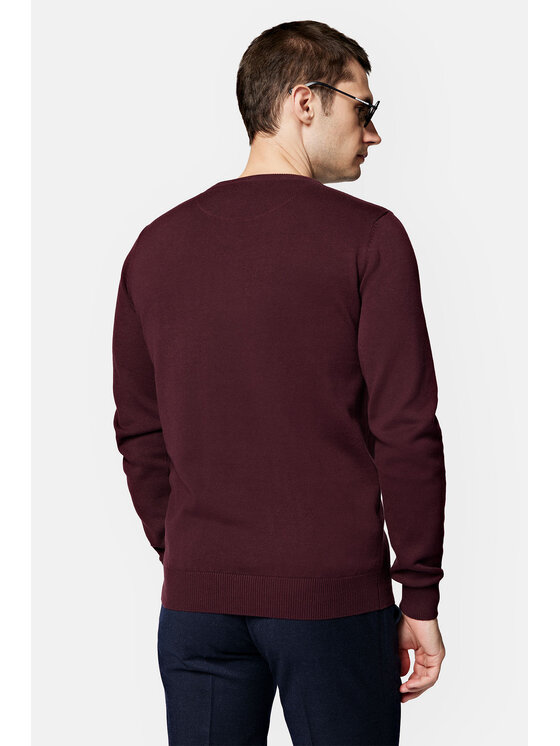 Lancerto Lancerto Sweter Tony SW073223000080 Bordowy Regular Fit