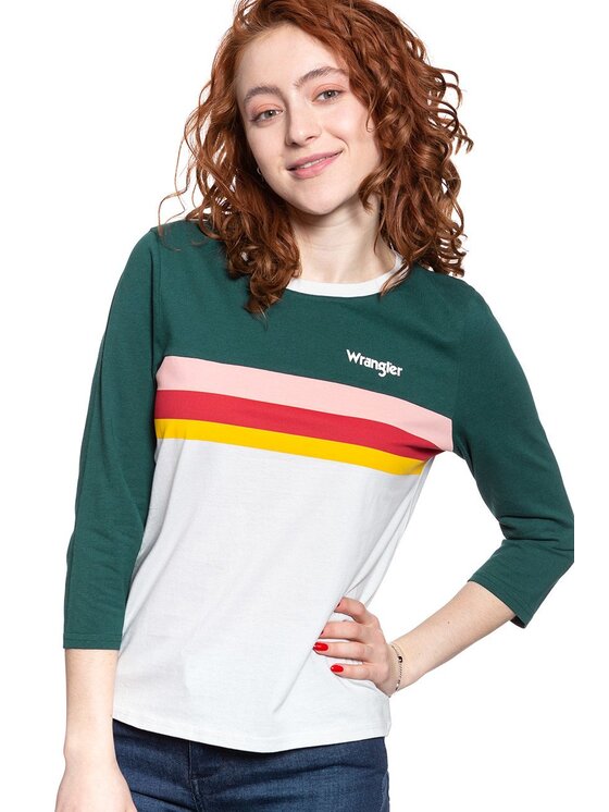 Wrangler Wrangler Bluzka RAINBOW TEE Biały Regular Fit