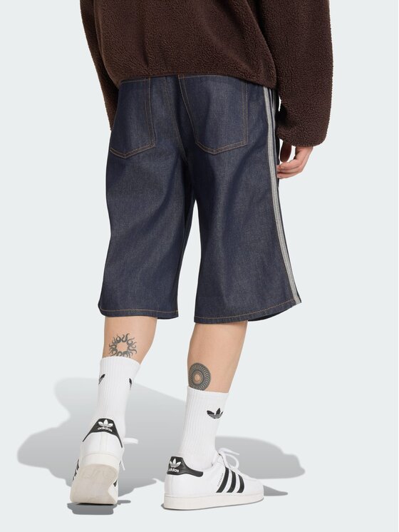 adidas adidas Pantaloncini di jeans Firebird Adicolor Jorts Mid-Rise KS6882 Blu scuro Regular Fit