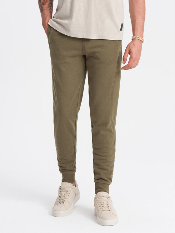 Ombre Ombre Joggers kalhoty OM-PABS-0174 Khaki Regular Fit