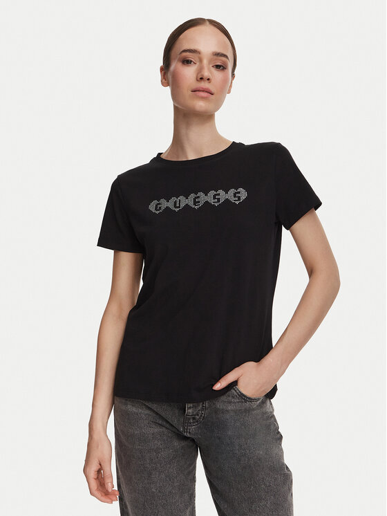 Guess Tricou V6YI08 K4689 Negru Regular Fit