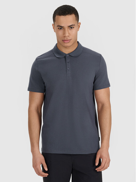 4F 4F Polo MIDSHOP TEXTILE Szary ciemny Regular Fit