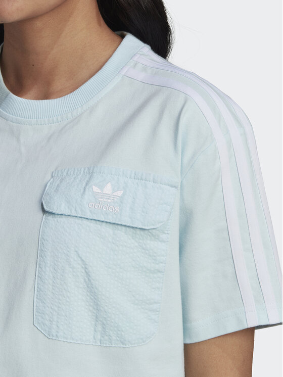 adidas adidas T-shirt Adicolor Classics Poplin Back Loose Tee HL9302 Svijetloplava Loose Fit