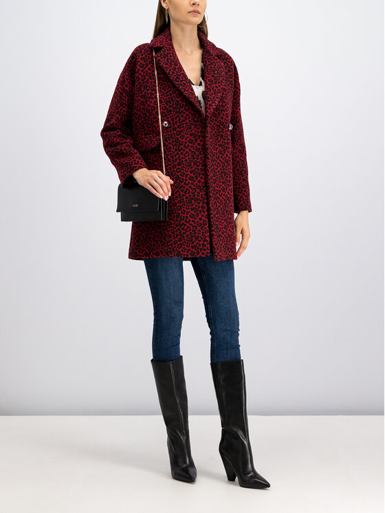 Liu Jo Volneni plašč W69174 T4074 Bordo rdeča Regular Fit