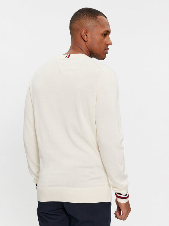 Tommy Hilfiger Tommy Hilfiger Πουλόβερ Global Stripe Crew Nk MW0MW33502 Εκρού Regular Fit