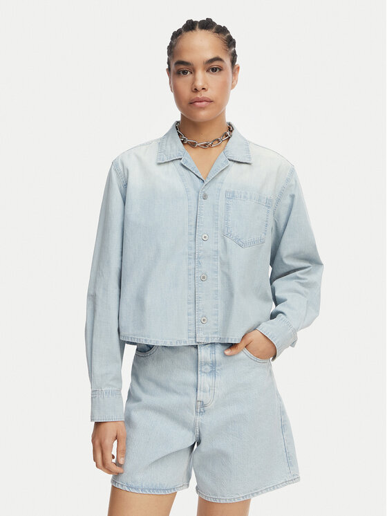 G-Star Raw cămașă de blugi Resort D29076-E356 Albastru deschis Relaxed Fit
