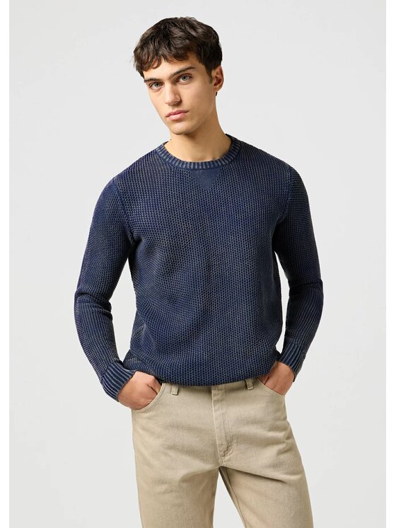 Wrangler Wrangler Sweter CREWNECK Niebieski Regular Fit