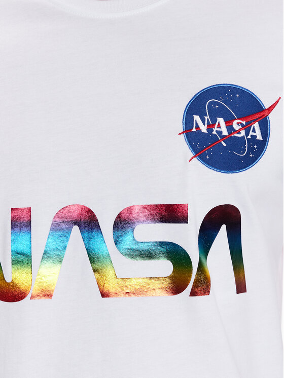 Alpha Industries Alpha Industries Tričko NASA Refl. T Metal 178501M Biela Regular Fit