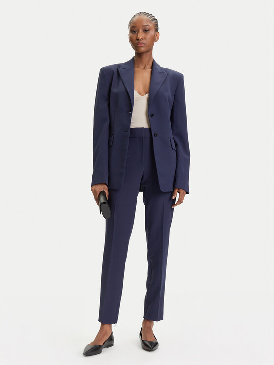 HUGO HUGO Hlače iz tkanine Hedima-1 50544742 Mornarsko modra Slim Fit