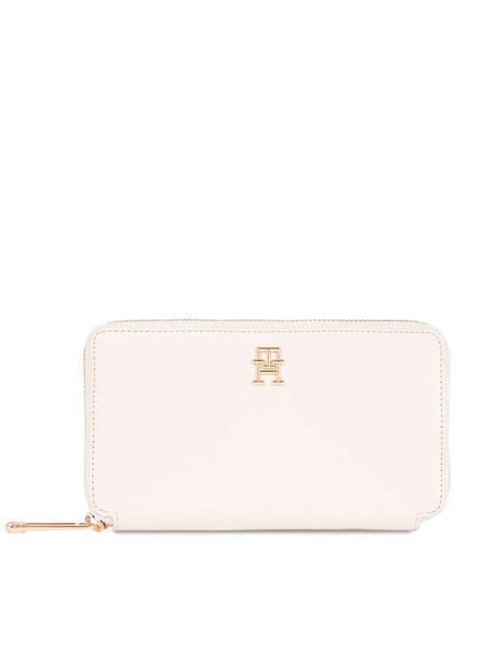 Portofel Mare de Damă Tommy Hilfiger Iconic Tommy Large Za AW0AW16009 Écru