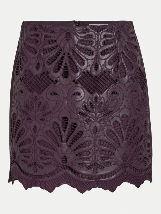 Vila Vila Sukně z imitace kůže Paz 14102686 Fialová Slim Fit