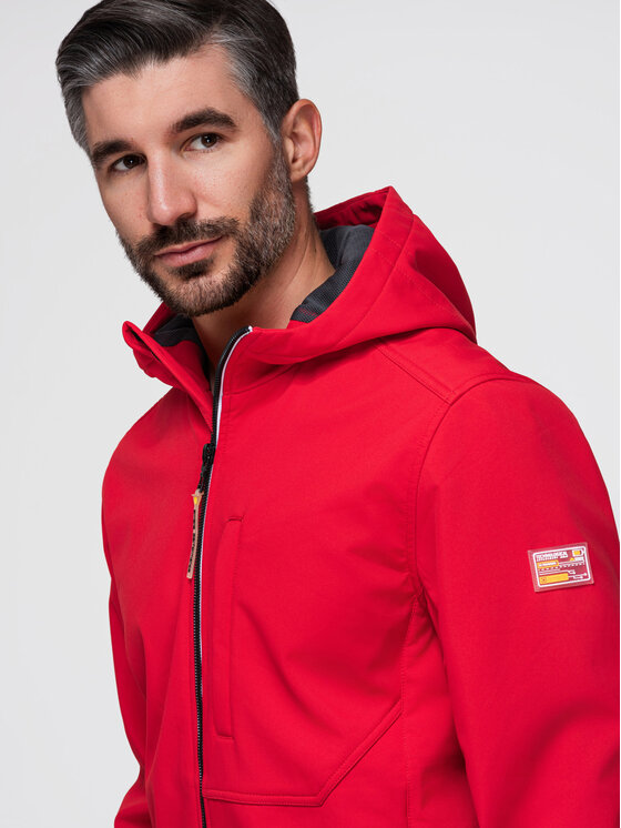 Ombre Ombre Kurtka przejściowa OM-JANP-0292 Czerwony Regular Fit