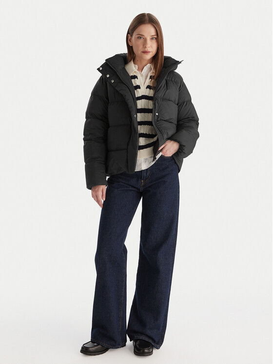 Tommy Hilfiger Tommy Hilfiger Пухено яке WW0WW45739 Черен Regular Fit