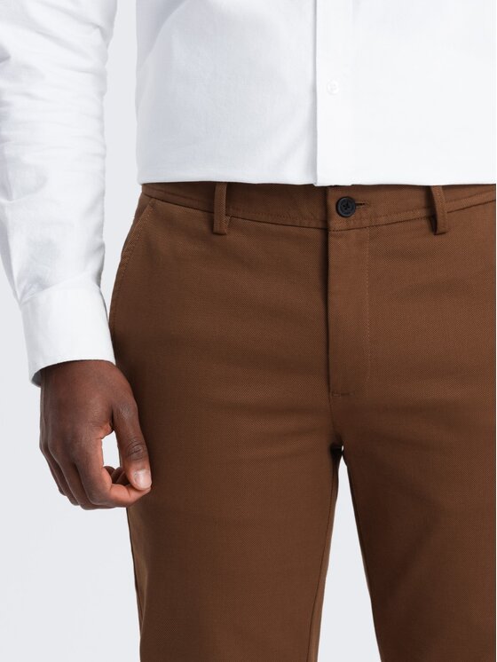Ombre Ombre Chino kalhoty OM-PACP-0190 Hnědá Regular Fit