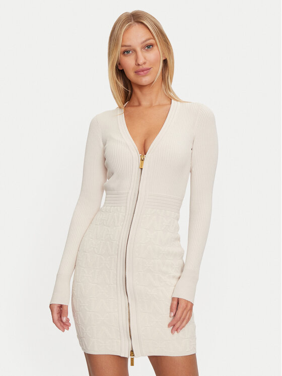 Marciano Guess Marciano Guess Úpletové šaty 4BGK91 5661Z Écru Slim Fit