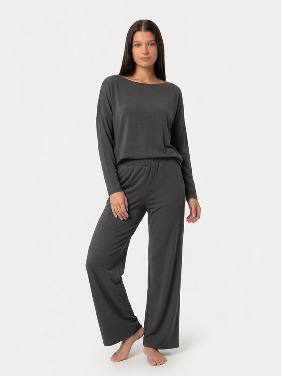 BASICLO BASICLO Spodnie materiałowe BSL-052-690 Szary ciemny Loose Fit