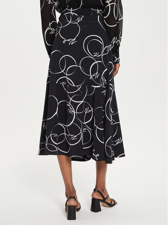 KARL LAGERFELD KARL LAGERFELD Midi szoknya 245W1203 Fekete Regular Fit