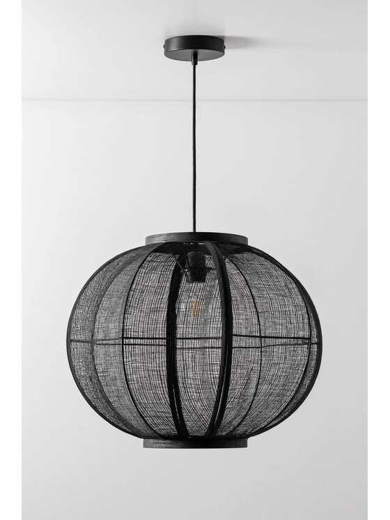 MIAhome MIAhome Lampa wisząca lniana czarna Zenna Ø50 cm Czarny