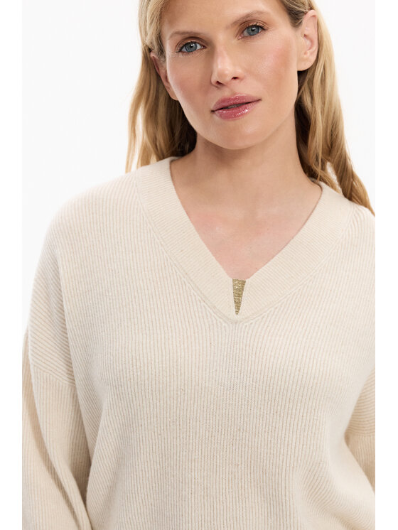 Deni Cler Milano Deni Cler Milano Sweter T-DC-S456-F5-90-12-1 Beżowy Regular Fit