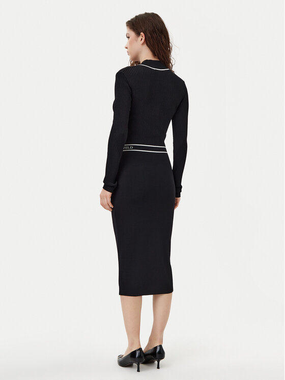 KARL LAGERFELD KARL LAGERFELD Úpletové šaty A1W13027 Černá Slim Fit