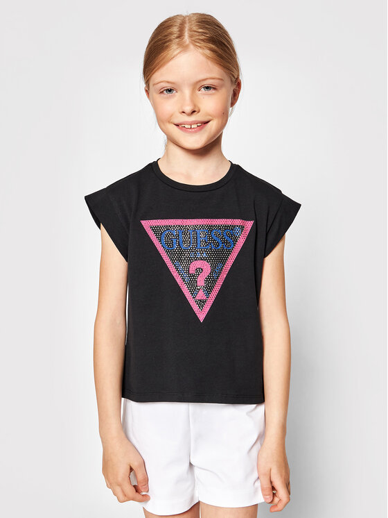 Guess Guess Tričko J1RI26 K6YW1 Čierna Regular Fit