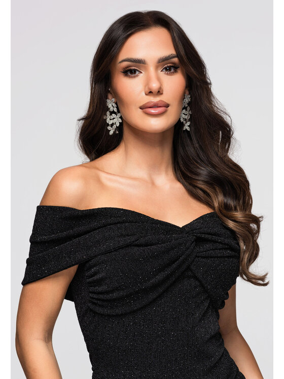 Ombre Ombre Sukienka wieczorowa LA-OM-DLR264 Czarny Regular Fit