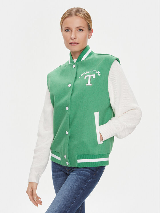 Tommy Jeans Tommy Jeans Μπόμπερ μπουφάν Letterman DW0DW15958 Πράσινο Regular Fit