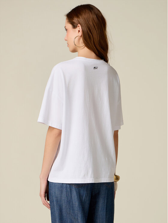 Oltre Oltre T-Shirt G03ZJ004814N011 Biały Regular Fit