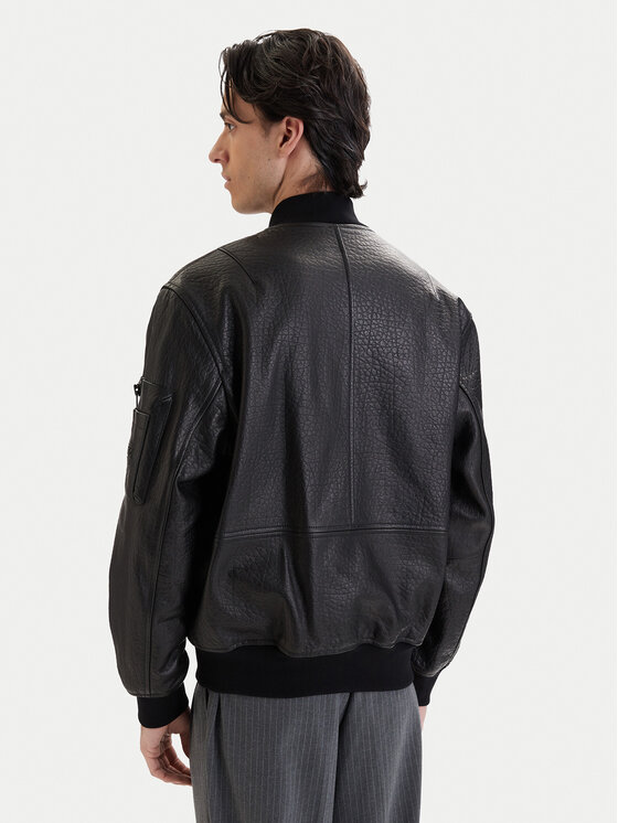 HUGO HUGO Lederjacke Lude 50553111 Schwarz Regular Fit