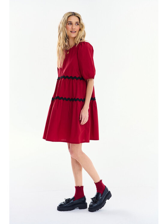 NAOKO NAOKO Sukienka codzienna Chili Pepper Czerwony Oversize