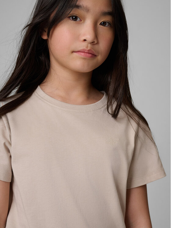 4F 4F T-Shirt BASIC+ Beżowy Regular Fit