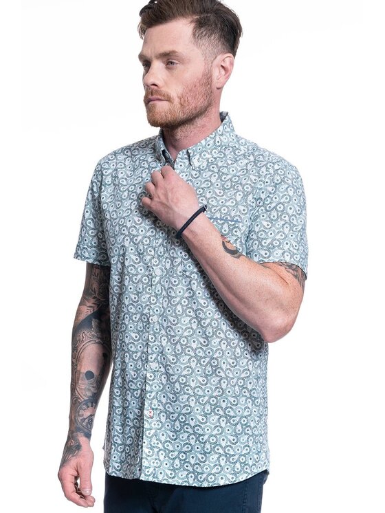 Mustang Mustang Camicia CHRIS BASIC AOP Bianco Slim Fit