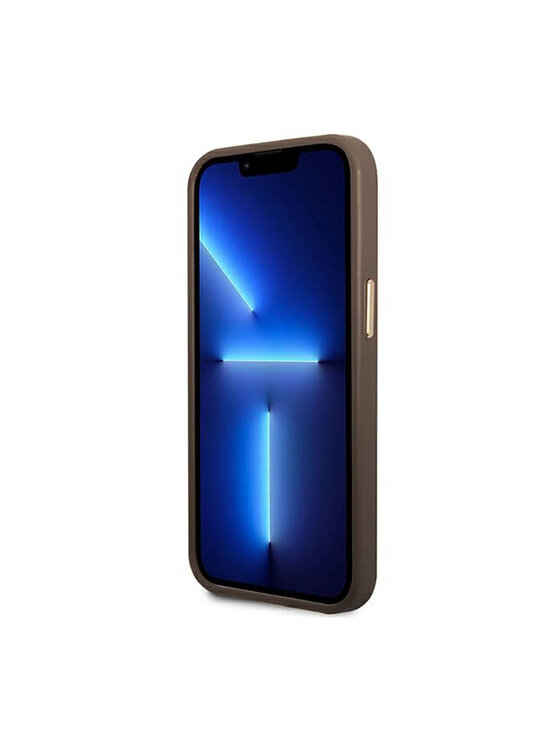 Guess Guess Etui na telefon 4G Logo Plate MagSafe Brązowy