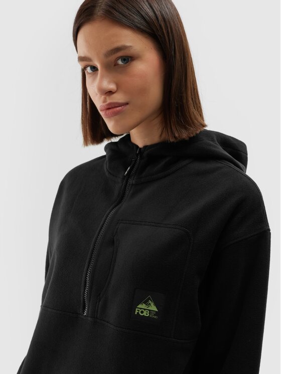 4F 4F Felpa di pile 4FWAW24TFLEF248-20S Nero Regular Fit