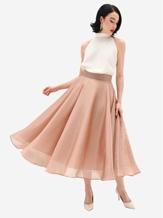 Rinascimento Rinascimento Φούστα midi Gonna con strass Μπεζ Regular Fit