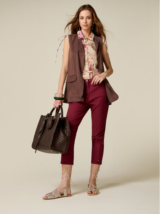 Oltre Oltre Pantaloni di tessuto P737R009311N029 Viola Cropp Fit