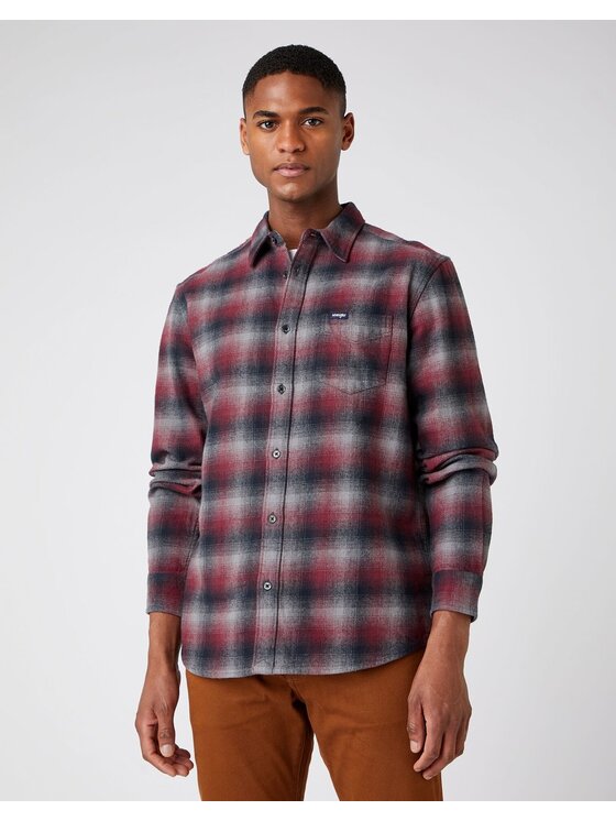 Wrangler Wrangler Koszula LS 1PKT SHIRT Czerwony Regular Fit