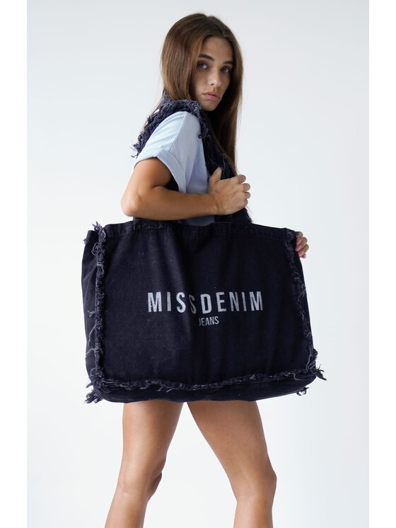 MissDenim Damska 'Torba MissDenim, Czarna, Black Ripped Bag