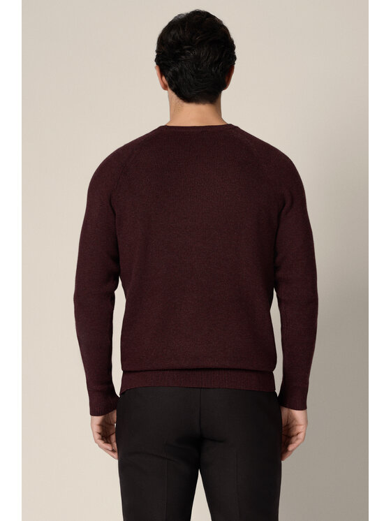 Lancerto Lancerto Sweter Baldir SW073225000063 Bordowy Regular Fit