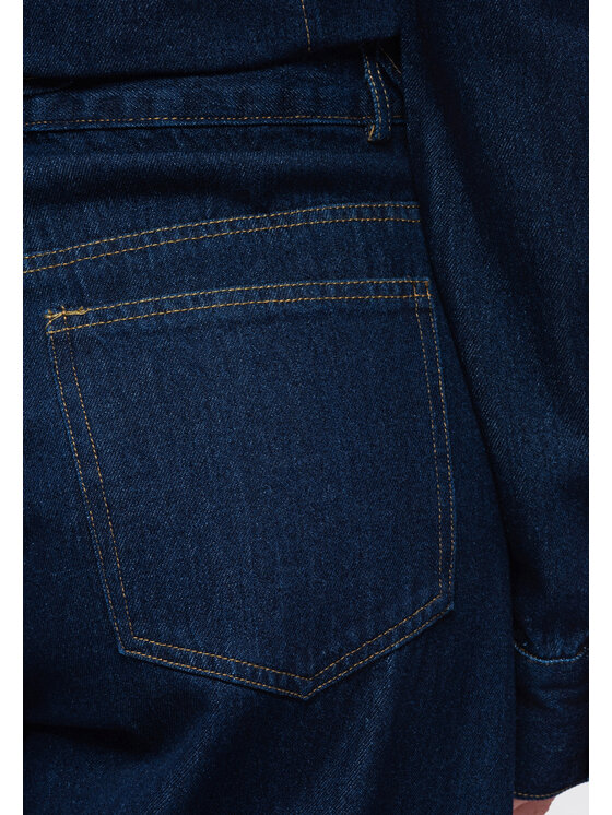 Ombre Ombre Spodnie materiałowe OW-PA-E0017 Granatowy Relaxed Fit