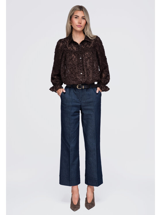 Ombre Ombre Koszula OW-SH-E0074 Brązowy Relaxed Fit