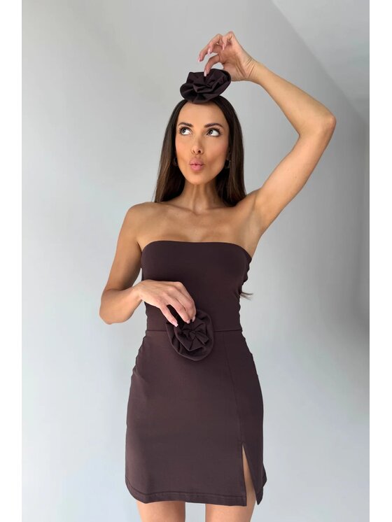 Chiara Wear Chiara Wear Sukienka letnia Sukienka mini ROSE Brązowy Slim Fit