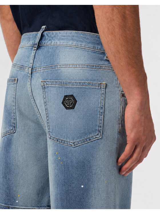 PHILIPP PLEIN PHILIPP PLEIN Džínsové šortky 31790 Modrá Loose Fit