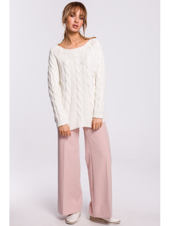 Made of Emotion Made of Emotion Sweter M511 Biały Basic Fit