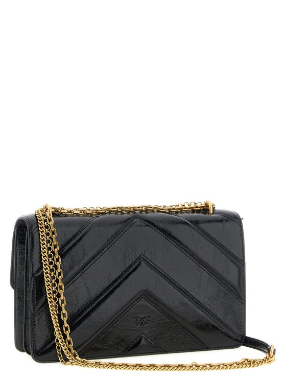 PINKO PINKO Torebka Black Calfskin Shoulder Czarny