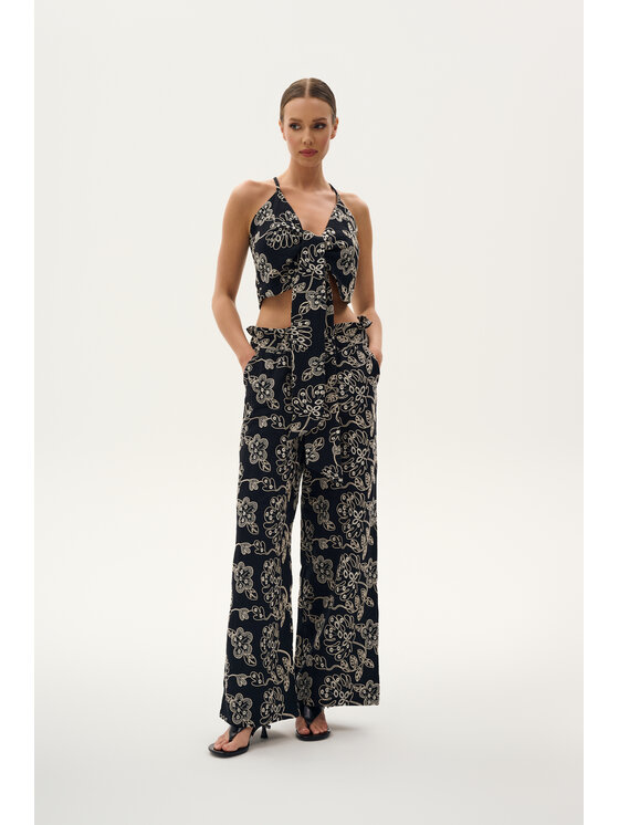 TRIPLES TRIPLES Komplet top i spodnie Capri Set Black Czarny